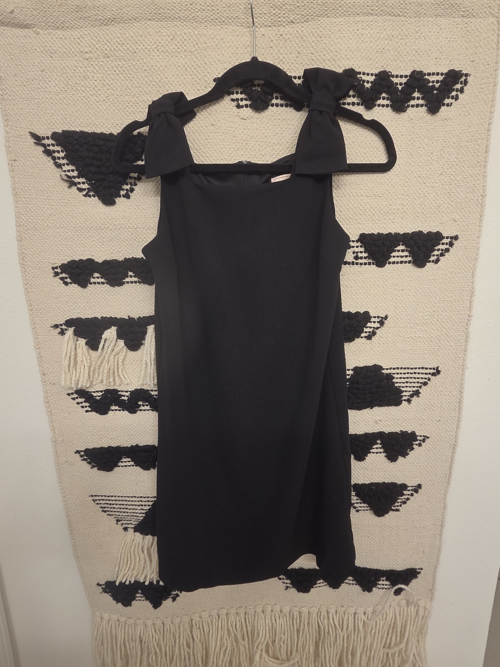love...ady Black Mini Dress with Tie Shoulder Bows